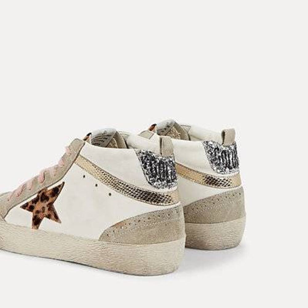 Golden Goose Mid Star High-Top Leather Sneakers in White/Beige/Ice/Platinum 41 - Picture 3 of 3